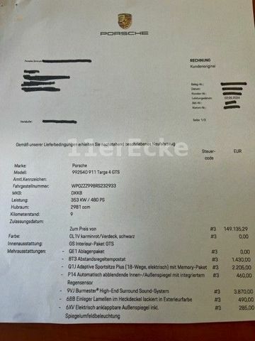 Thumbnail von Porsche 992 TARGA GTS PCCB- LIFT-BURMESTER  LP 229K€
