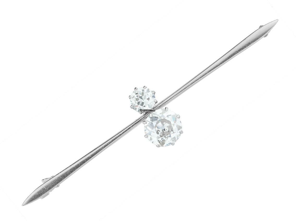  Anstecknadel 950 Platin Diamanten 2,4ct Vintage Bj.1920 Handarbeit 