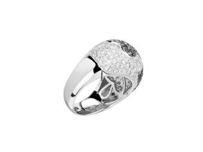Thumbnail von Anello in oro bianco con diamanti neri e bianchi, fiore, 1,80 ct, taglia 55, 10 g