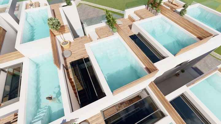 Moderne Maisonettewohnungen mit Dachterrasse und Pool (teilweise)