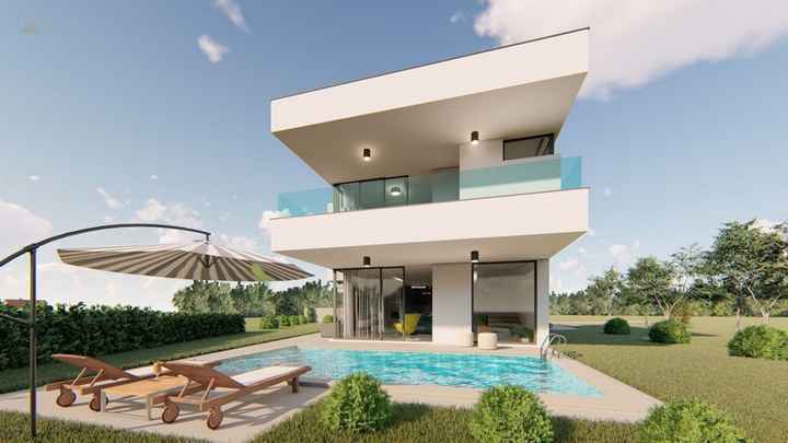 Region Omisalj, Insel Krk: Haus in modernem Design mit Pool