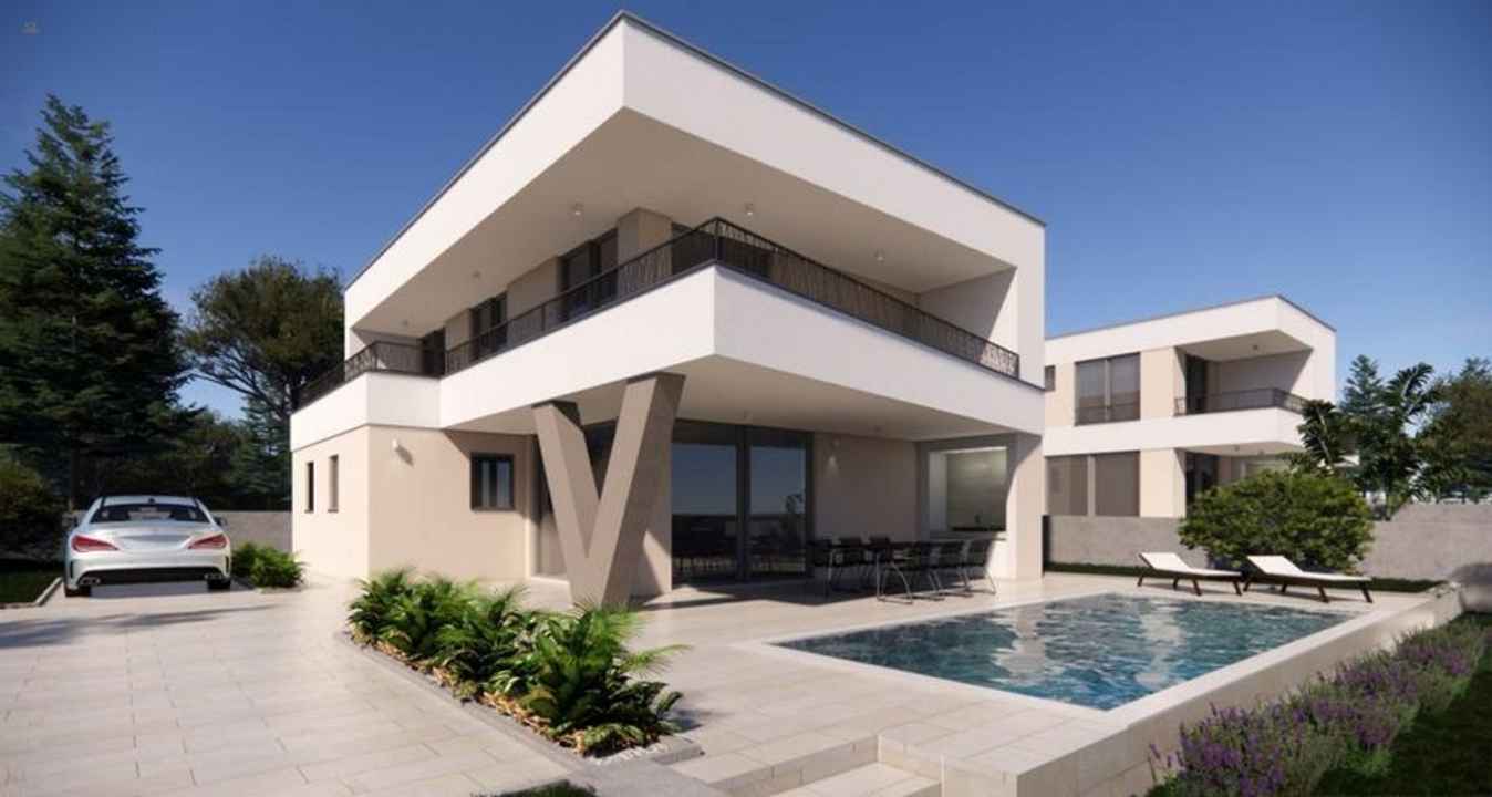 Moderne Villa mit Pool und Blick auf das Meer