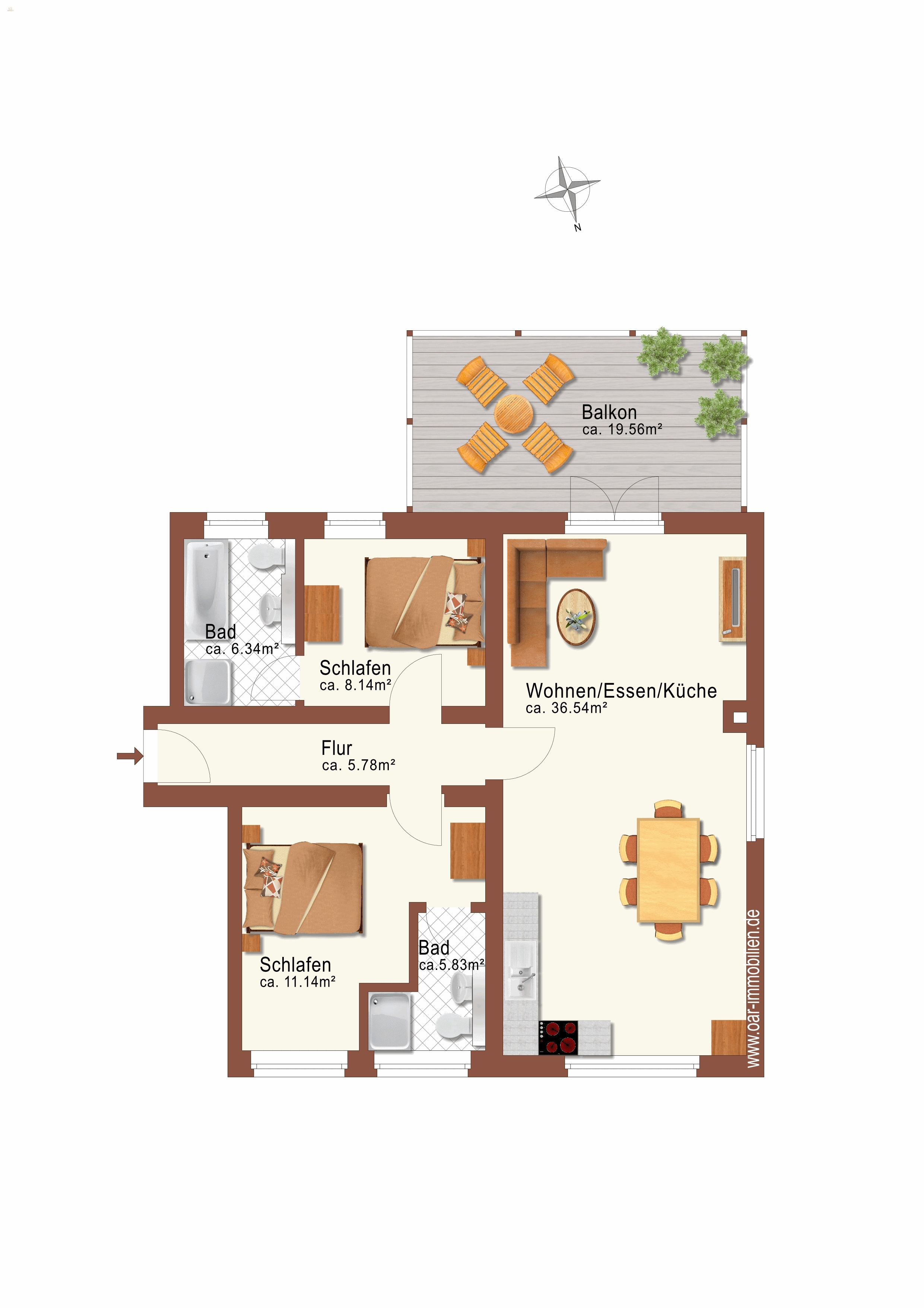 Thumbnail von 3-Raum-Wohnung mit großem Südbalkon