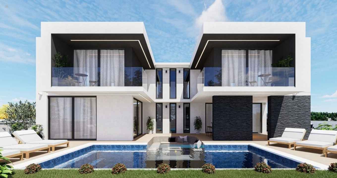 Moderne Villa mit Pool und Blick auf das Meer