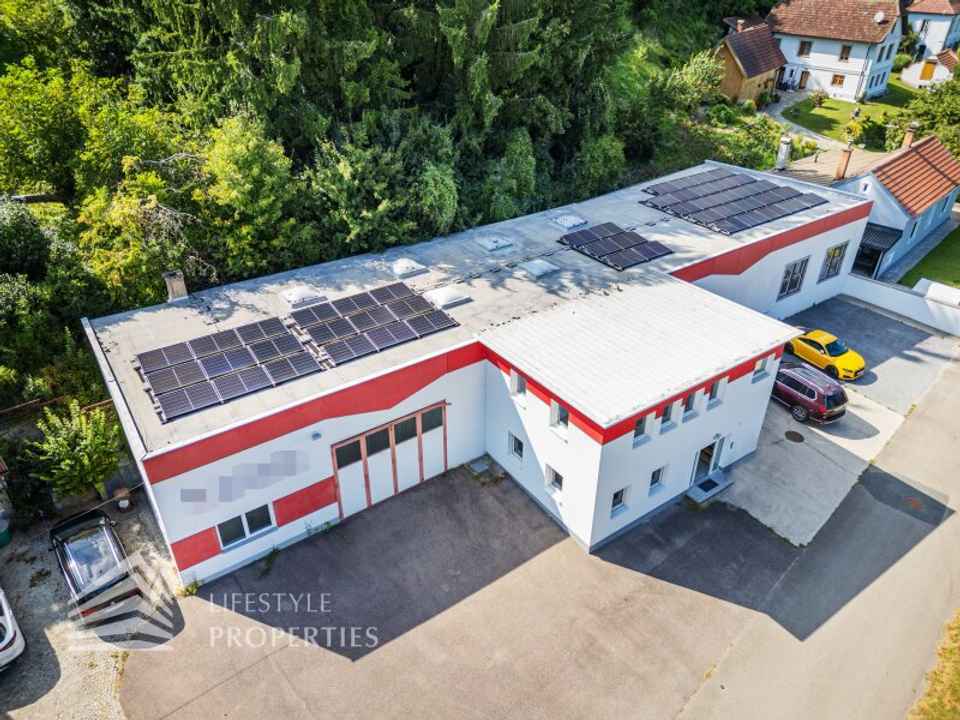 Attraktives Gewerbejuwel: Lagerhalle + Büroflächen mit Photovoltaik direkt am Bahnhof