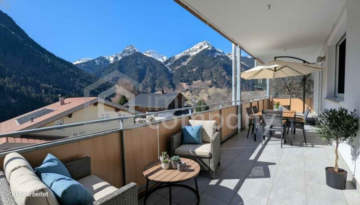 Großzügige 3-Zi-Terrassenwohnung in St. Gallenkirch | 88 m² Wfl. | 20,5 m² Panorama-Südwestterrasse mit Bergblick | 2 TG-Stellplätze | Fußbodenheizung