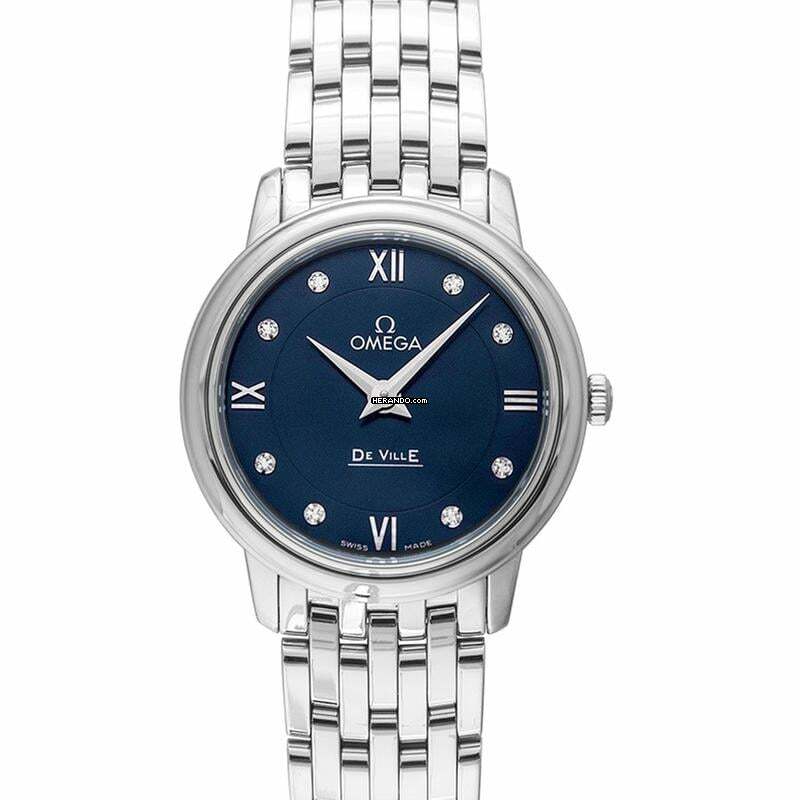  Omega De Ville Prestige 424.10.27.60.53.001 - De Ville Prestige Quartz 27.4 mm Quartz Blue Dial Diamonds Ladies Wa </h1> 