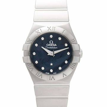 Omega Constellation Quartz 123.10.27.60.53.001 - Constellation Quartz 27 mm Blue Dial Stainless Diamonds Ladies Watch </h1> 