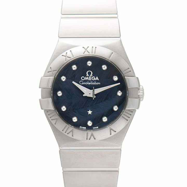  Omega Constellation Quartz 123.10.27.60.53.001 - Constellation Quartz 27 mm Blue Dial Stainless Diamonds Ladies Watch </h1> 