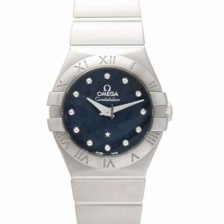  Omega Constellation Quartz 123.10.27.60.53.001 - Constellation Quartz 27 mm Blue Dial Stainless Diamonds Ladies Watch </h1> 