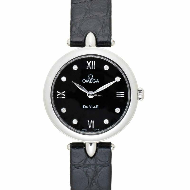  Omega De Ville Prestige 424.13.27.60.51.001 - De Ville Prestige Quartz 27.4 mm Quartz Black Dial Diamonds Ladies W </h1> 