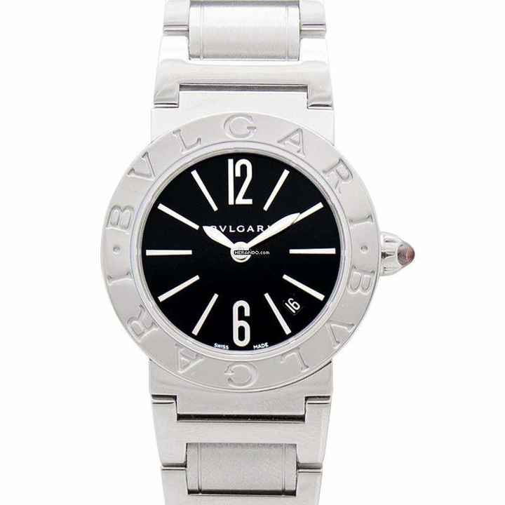  Bulgari 102073 - Black Lacquered Dial Stainless Steel Quartz Ladies Watch </h1> 
