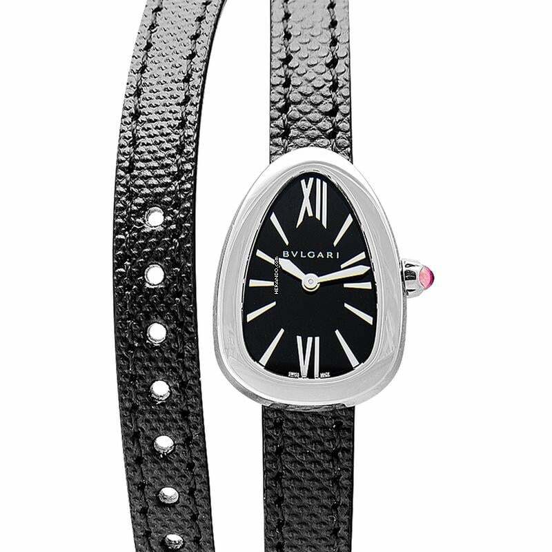  Bulgari Serpenti 102782 - Serpenti Black Dial Ladies Double Wrap Leather Watch 102782 </h1> 