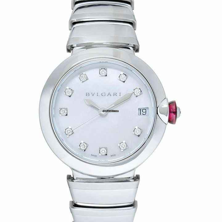  Bulgari Lucea 102199 - LVCEA Automatic White Mother of Pearl Diamond Dial Stainless Steel Ladies Watch </h1> 