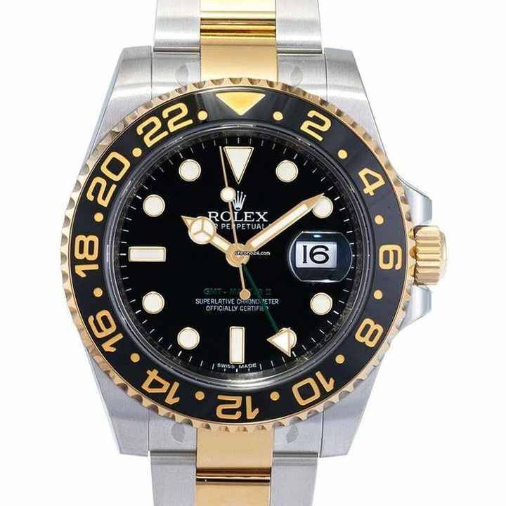  Rolex GMT-Master II 116713LN - GMT Master II Automatic Black Dial Stainless Steel and Yellow Gold Men's Watch </h1> 