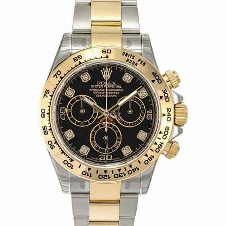 Rolex Daytona 116503 G - Cosmograph Daytona Black Dial Diamond Indexes Yellow Gold Men's Watch </h1> 