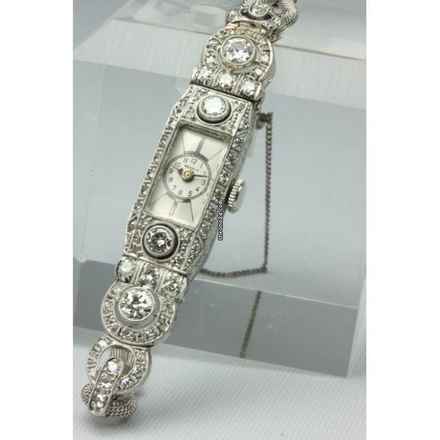  Art Deco Brillant-Platin-Damenarmbanduhr 