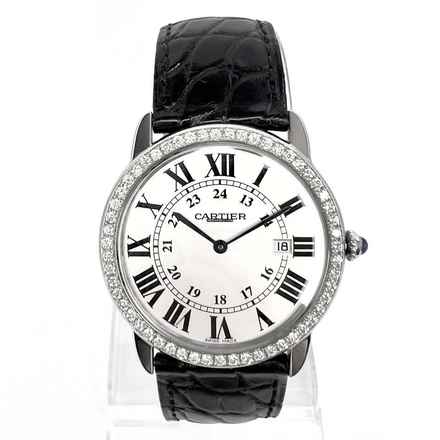  Cartier Ronde Solo de Cartier Date Quartz 36mm Steel 1TCW DIAMOND Watch </h1> 