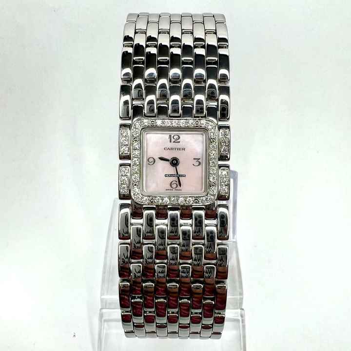  Cartier RUBAN Quartz Steel ~0.5TCW Diamond Watch Pink MOP Dial </h1> 
