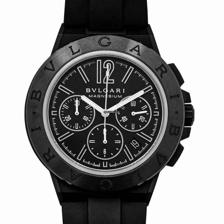  Bulgari 102428 - Magnesium Chronograph Automatic Black Dial Men's Watch </h1> 