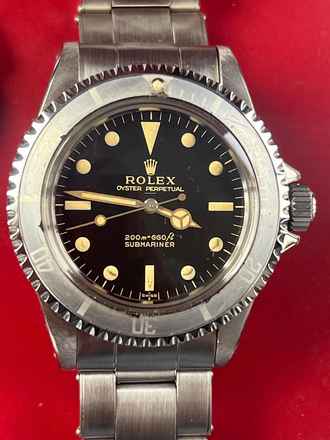  Rolex Submariner (No Date) 5513 Submariner Gilt Underline Dial 1.0 Mio./1964 Erstbesitz B & P Pointed crown guard-service Rolex mit Karte 