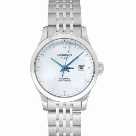  Longines Record L23214876 - Record Automatic White Mother of Pearl Dial Diamond Ladies Watch </h1> 