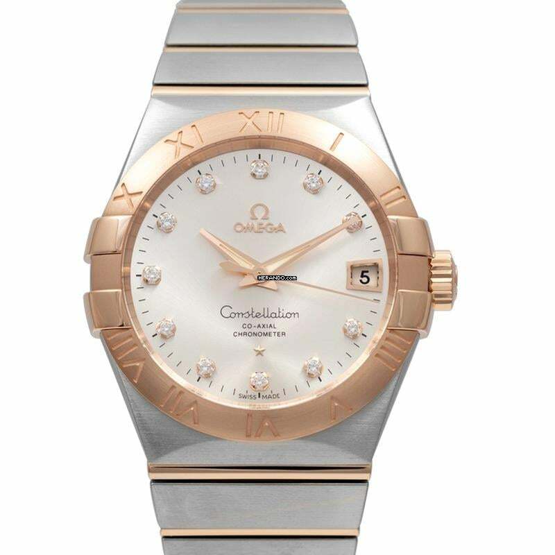 Omega Constellation Men 123.20.38.21.52.001 - Constellation Co-Axial 38 mm Automatic Silver Dial Diamonds Red Gold </h1>