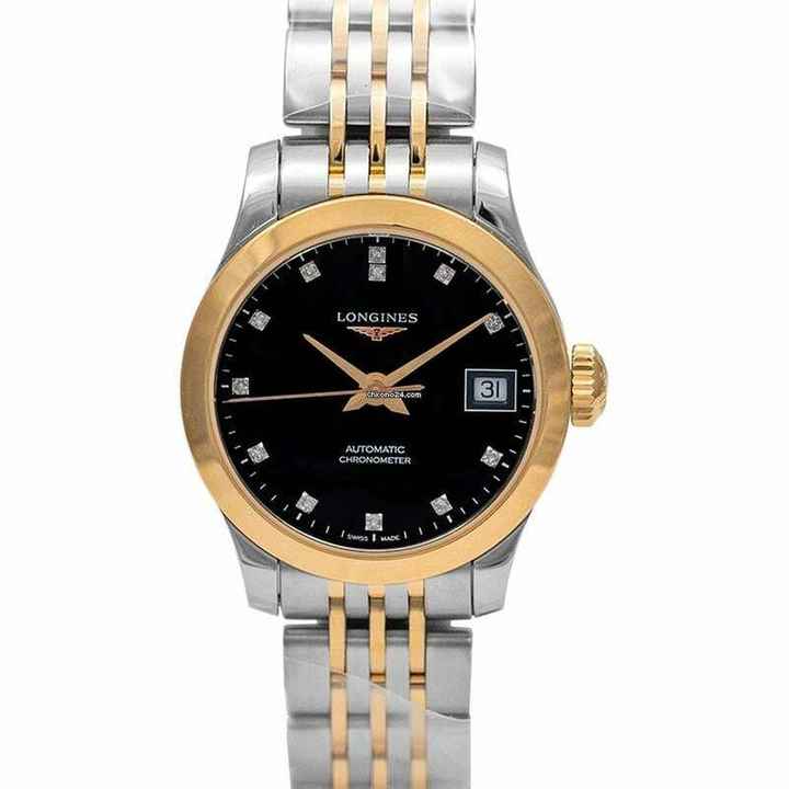  Longines Record L23205577 - Record Automatic Black Dial Diamond Ladies Watch </h1> 