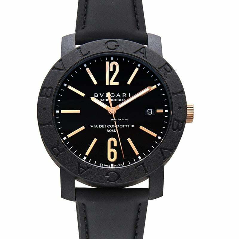  Bulgari 102248 - Automatic Black Dial Black Leather Men's Watch </h1> 