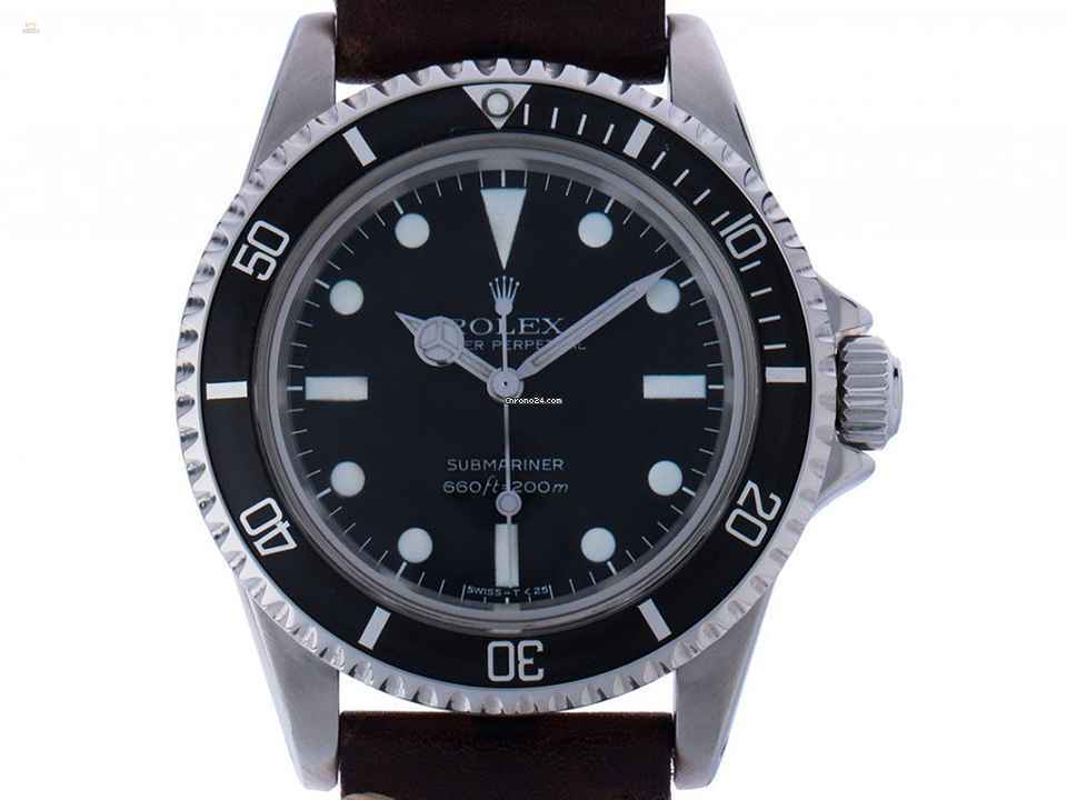 Rolex Submariner No Date Maxi Dial Edelstahl Automatik Armband Leder 40mm Ref.5513 Vintage Bj.1981 Box&Beschreibung mit Zertifikat über 12.800,-€