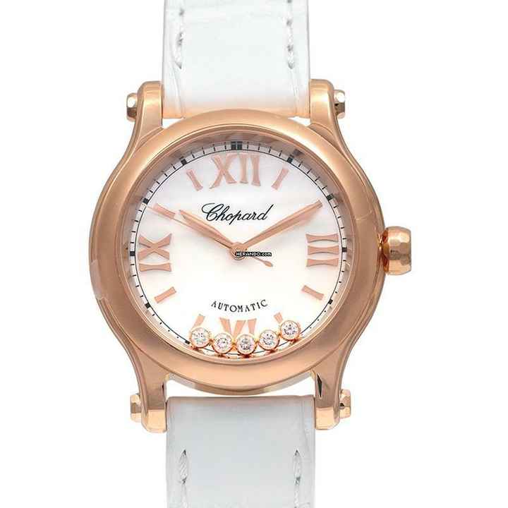  Chopard Happy Sport 274893-5009 - Happy Diamonds Automatic Mother-of-pearl dial Dial 18k Rose Gold Ladies Watc </h1> 
