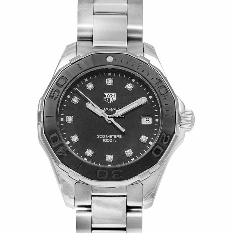  TAG Heuer Aquaracer Lady WAY131M.BA0748 - Aquaracer Ladies Quartz Black Mother Of Pearl Dial with Diamonds Ladies W </h1> 