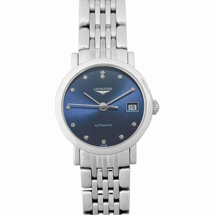  Longines Elegant L43094976 - Elegant Automatic Blue Dial Diamond Ladies Watch </h1> 