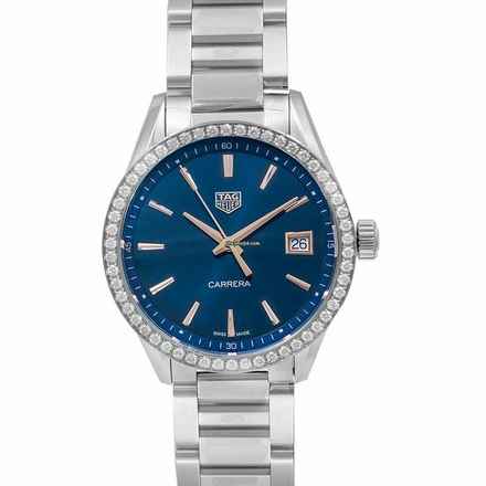  TAG Heuer Carrera Lady WBK1317.BA0652 - Carrera Ladies Quartz Blue Dial with Diamonds Bezel Unisex Watch </h1> 