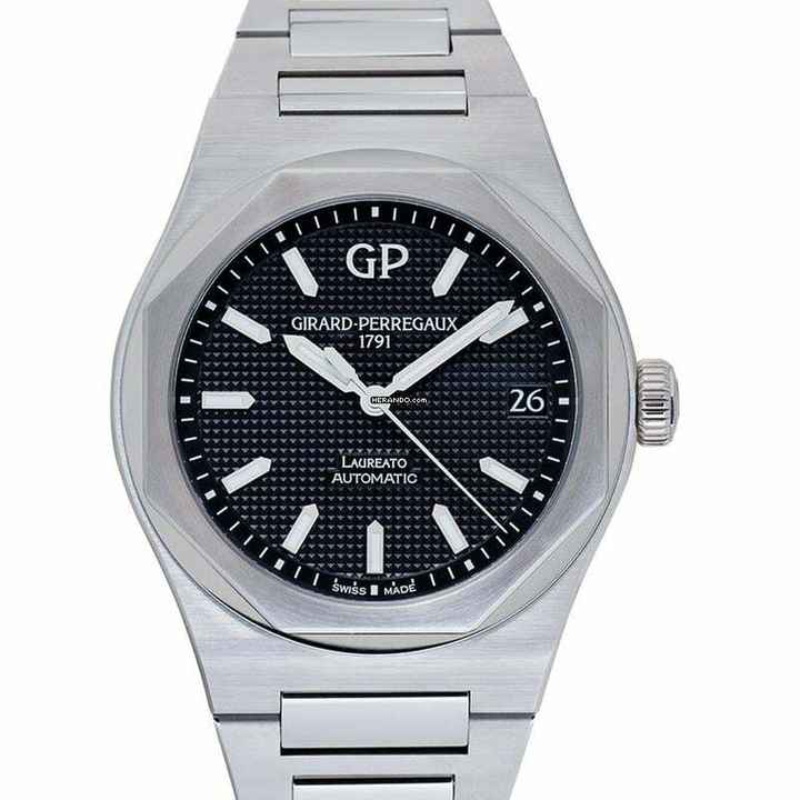  Girard Perregaux Laureato 81010-11-634-11A - Laureato 42 Automatic Stainless Steel Black Watch </h1> 