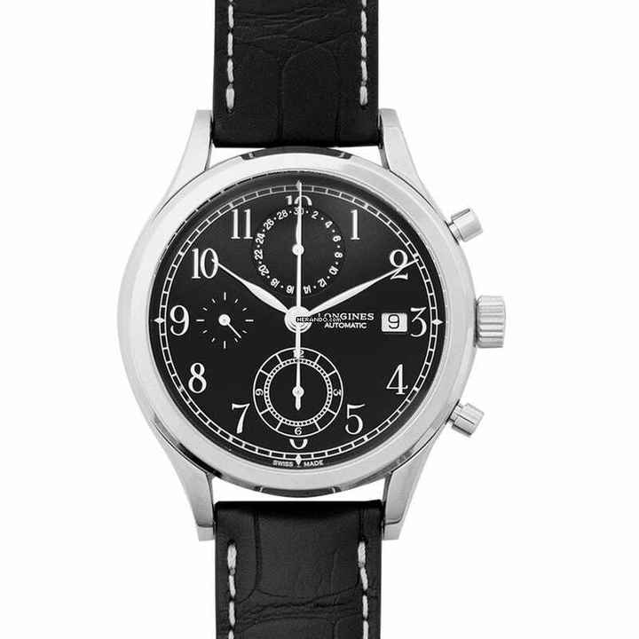 Longines Heritage L28154530 - Heritage Automatic Black Dial Chronograph Men's Watch </h1> 