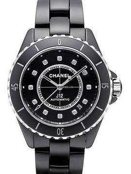  Chanel J12 Automatik 38 Schwarz Diamant Ref. H5702  