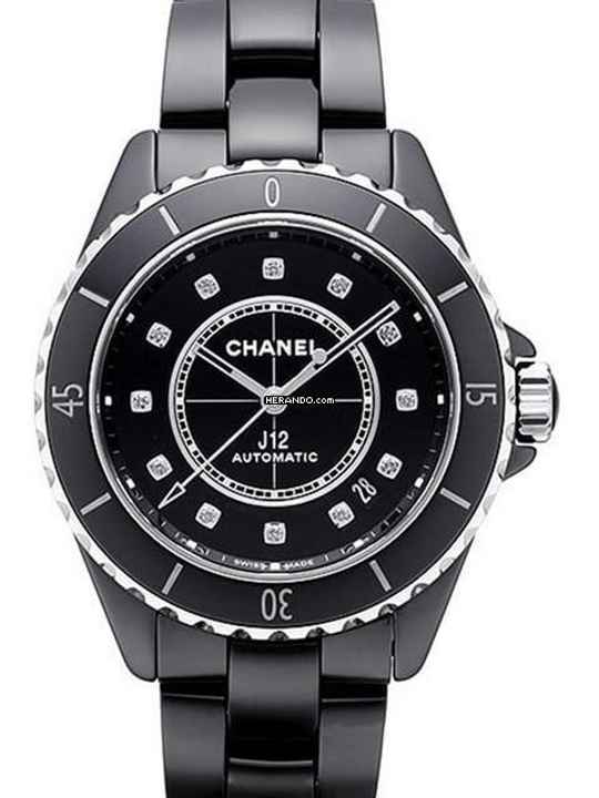  Chanel J12 Automatik 38 Schwarz Diamant Ref. H5702  