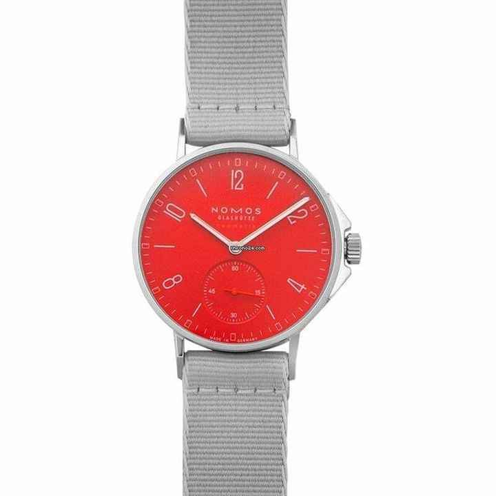  NOMOS Ahoi Neomatik 563 - Ahoi Neomatik Siren Red Automatic Red Dial 36.3mm Unisex Watch </h1> 
