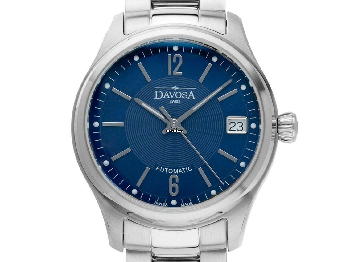  Davosa Newton Lady Stahl Automatik Armband Stahl 34mm Box&Pap. Full Set Neu 