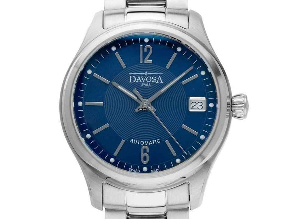  Davosa Newton Lady Stahl Automatik Armband Stahl 34mm Box&Pap. Full Set Neu 