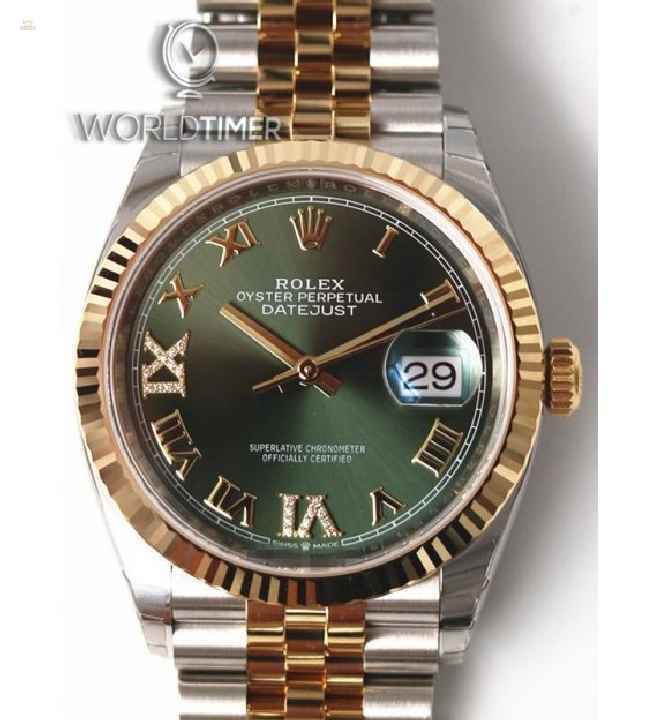 Rolex [NEW] Datejust 36mm Steel & Yellow Gold 126233VI IX Olive Green Roman Jubilee