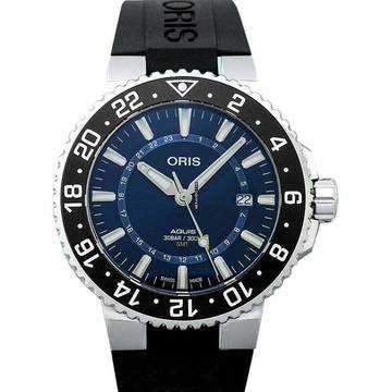  Oris Aquis GMT Date 01 798 7754 4135-07 4 24 64EB - Aquis GMT Date Automatic Blue Dial Black Rubber Strap Men' </h1> 