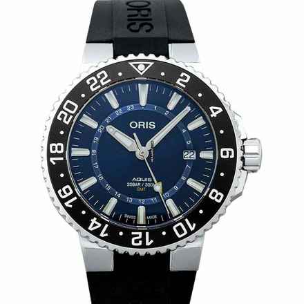  Oris Aquis GMT Date 01 798 7754 4135-07 4 24 64EB - Aquis GMT Date Automatic Blue Dial Black Rubber Strap Men' </h1> 