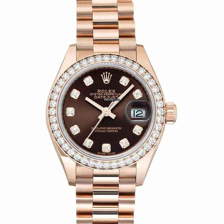  Rolex Lady-Datejust 279135RBR - Datejust Automatic Brown Dial Everose Gold Ladies Watch </h1> 