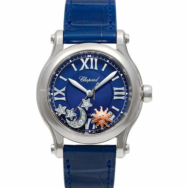  Chopard Happy Sport 278559-3011 - Happy Stars Automatic Blue Dial DIamonds Ladies Watch </h1> 