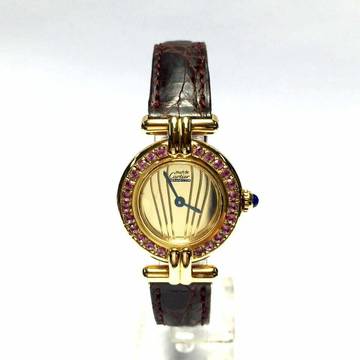  Cartier COLISÉE GP Ladies Watch Gold Dial & Pink Sapphires Bezel & C </h1> 