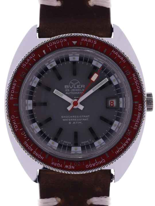  Buler Gents automatic World Time Wristwatch 25 Jewel Automatic • Shock-Restistant • Waterresistant 6 ATM </h1> 