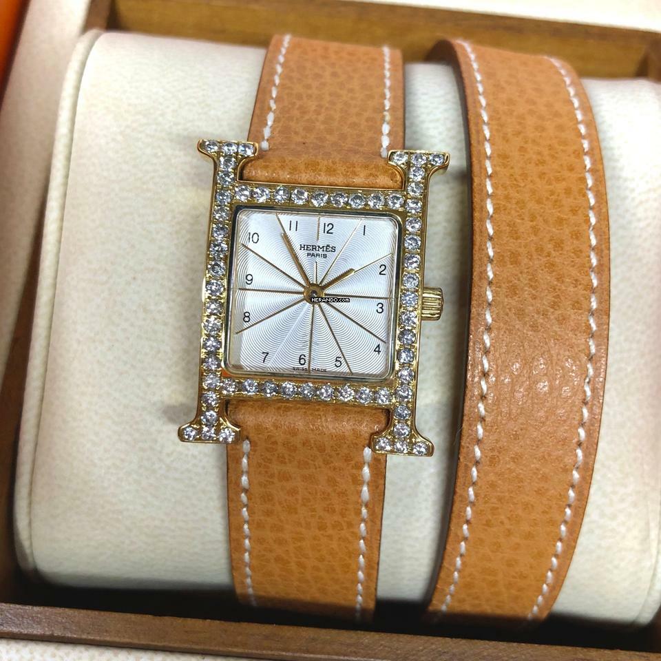 Hermès Heure H 25mm Two Tone 0.91TCW DIAMONDS 15” Band Watch </h1>