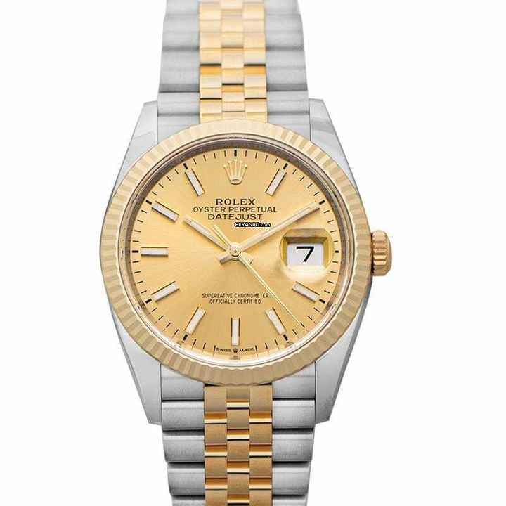  Rolex Datejust 36 126233 - Datejust 36 Automatic Champagne Dial 18K Yellow Gold Jubilee Men's Watch </h1> 